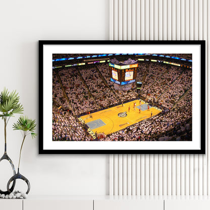 Energy Solutions Arena Interior, Stadium Canvas, Sport Art, Gift for him, White Border Framed Art Print Wall Decor