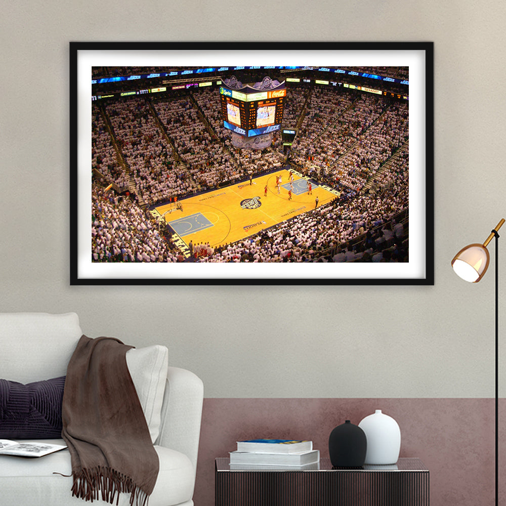 Energy Solutions Arena Interior, Stadium Canvas, Sport Art, Gift for him, White Border Framed Art Print Wall Decor