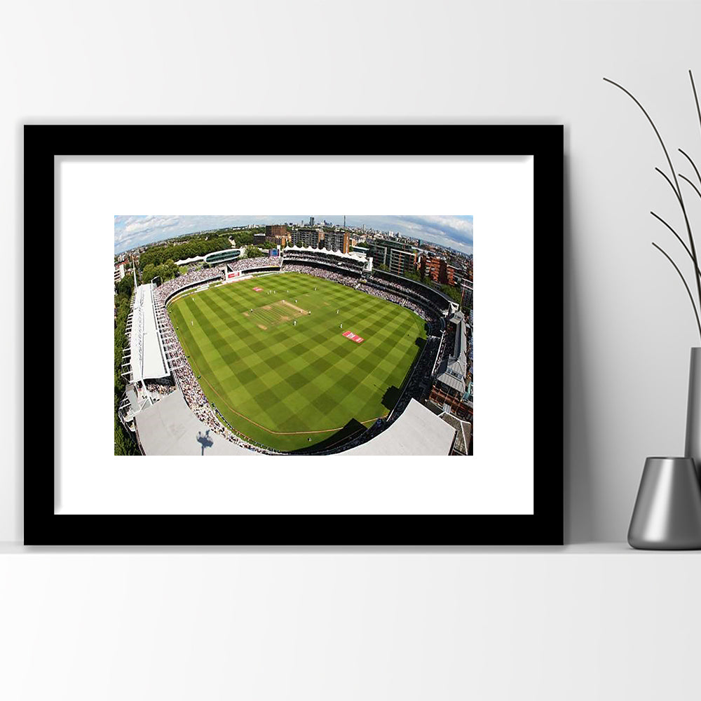 England Lord's Cricket Ground, Stadium Canvas, Sport Art, Gift for him, White Border Framed Art Print Wall Decor