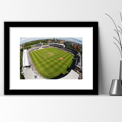 England Lord's Cricket Ground, Stadium Canvas, Sport Art, Gift for him, White Border Framed Art Print Wall Decor