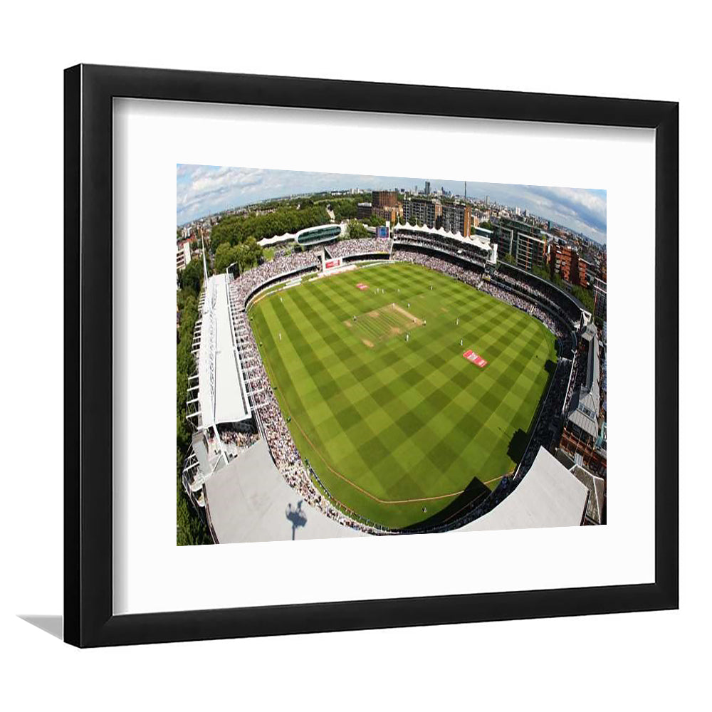 England Lord's Cricket Ground, Stadium Canvas, Sport Art, Gift for him, White Border Framed Art Print Wall Decor