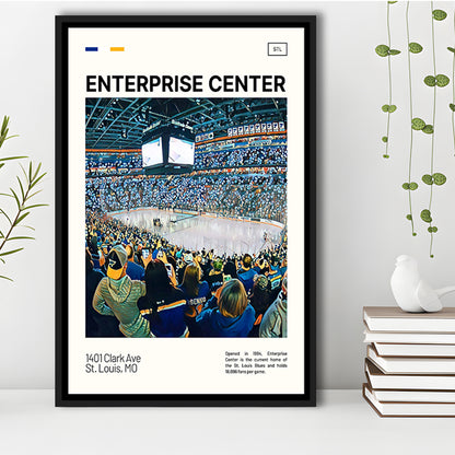 Enterprise Center Print, St. Louis Blues Stadium Canvas Art, Man Cave Gift, Floating Framed Canvas Print Wall Art