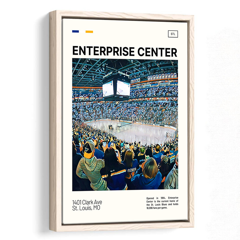 Enterprise Center Print, St. Louis Blues Stadium Canvas Art, Man Cave Gift, Floating Framed Canvas Print Wall Art