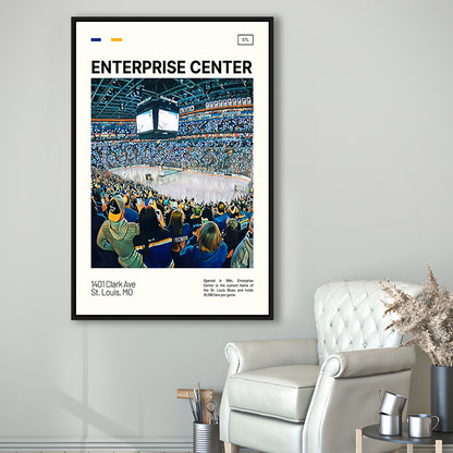Enterprise Center Print, St. Louis Blues Stadium Canvas Art, Man Cave Gift, Floating Framed Canvas Print Wall Art