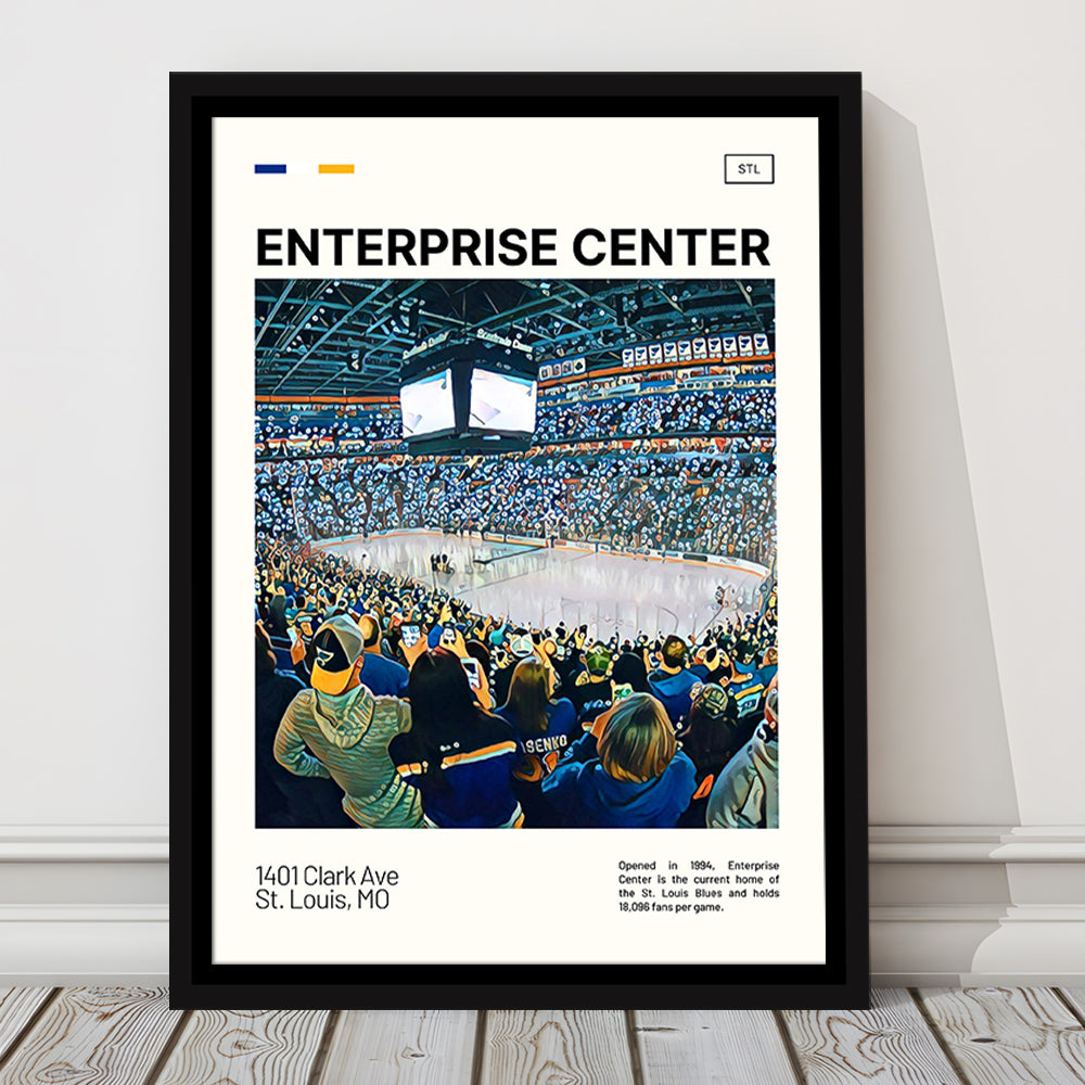 Enterprise Center Print, St. Louis Blues Stadium Canvas Art, Man Cave Gift, Floating Framed Canvas Print Wall Art