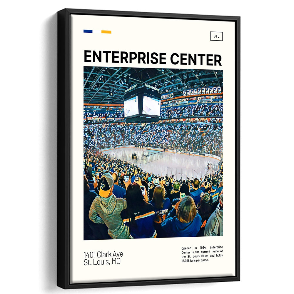 Enterprise Center Print, St. Louis Blues Stadium Canvas Art, Man Cave Gift, Floating Framed Canvas Print Wall Art