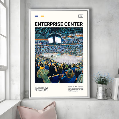Enterprise Center Print, St. Louis Blues Stadium Canvas Art, Man Cave Gift, Floating Framed Canvas Print Wall Art