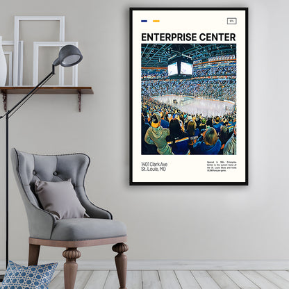 Enterprise Center Print, St. Louis Blues Stadium Canvas Art, Man Cave Gift, Floating Framed Canvas Print Wall Art