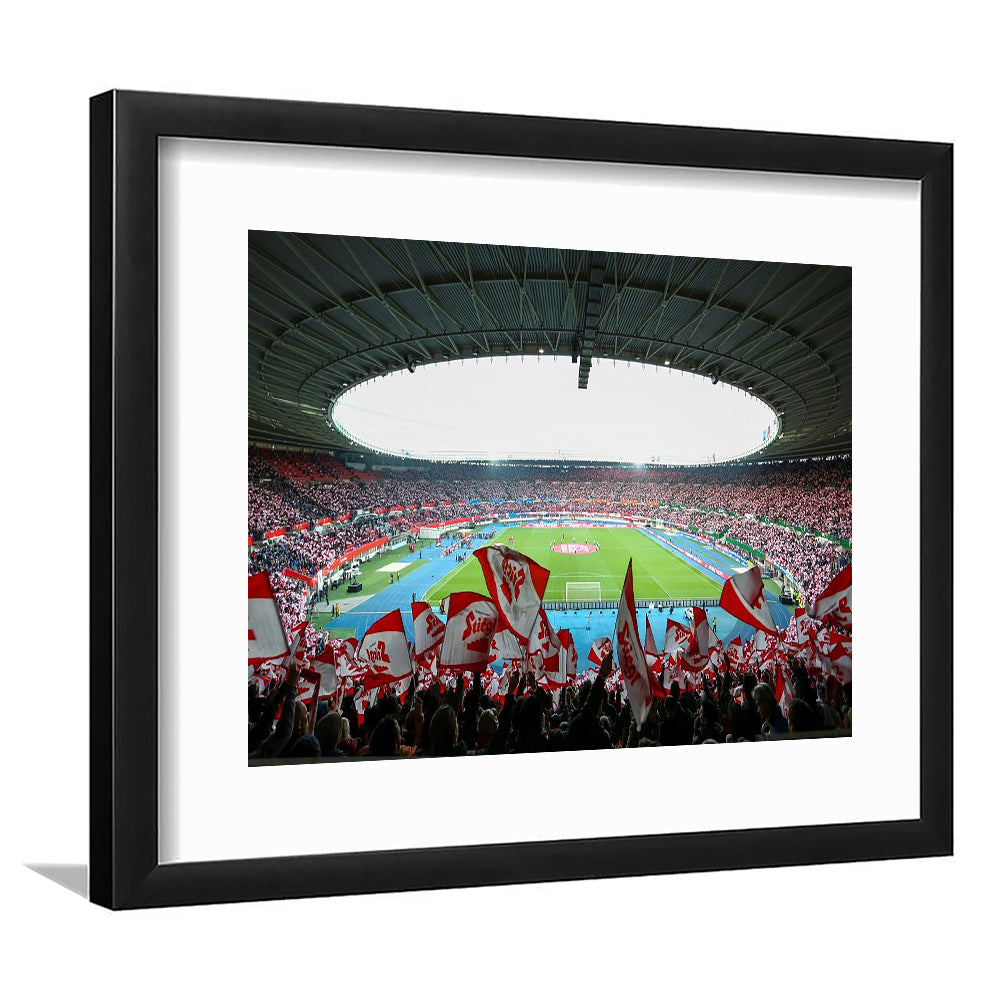 Ernst Happel Stadion Wien, Stadium Canvas, Sport Art, Gift for him, White Border Framed Art Print Wall Decor