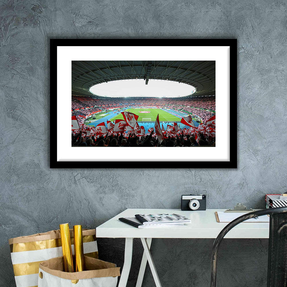 Ernst Happel Stadion Wien, Stadium Canvas, Sport Art, Gift for him, White Border Framed Art Print Wall Decor