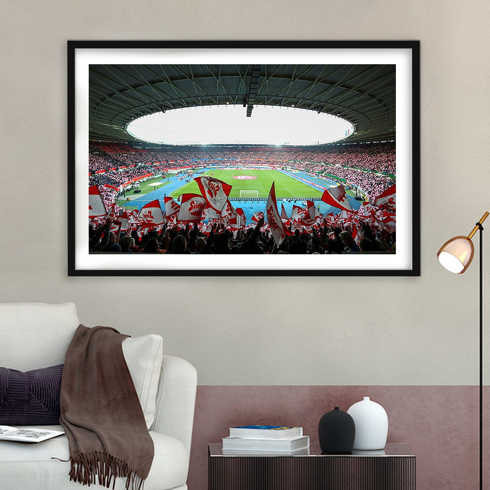 Ernst Happel Stadion Wien, Stadium Canvas, Sport Art, Gift for him, White Border Framed Art Print Wall Decor
