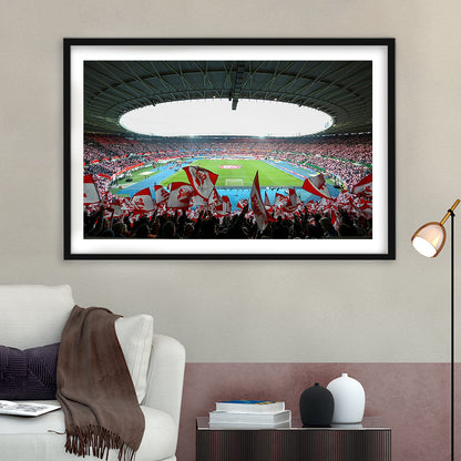 Ernst Happel Stadion Wien, Stadium Canvas, Sport Art, Gift for him, White Border Framed Art Print Wall Decor