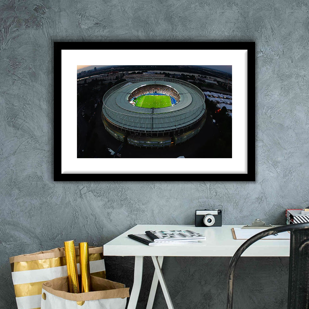 Ernst Happel Stadium in Austria, Stadium Canvas, Sport Art, Gift for him, White Border Framed Art Print Wall Decor