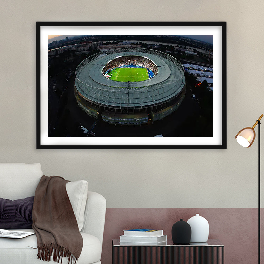 Ernst Happel Stadium in Austria, Stadium Canvas, Sport Art, Gift for him, White Border Framed Art Print Wall Decor
