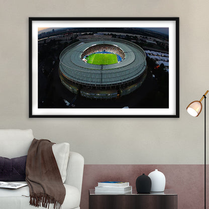 Ernst Happel Stadium in Austria, Stadium Canvas, Sport Art, Gift for him, White Border Framed Art Print Wall Decor