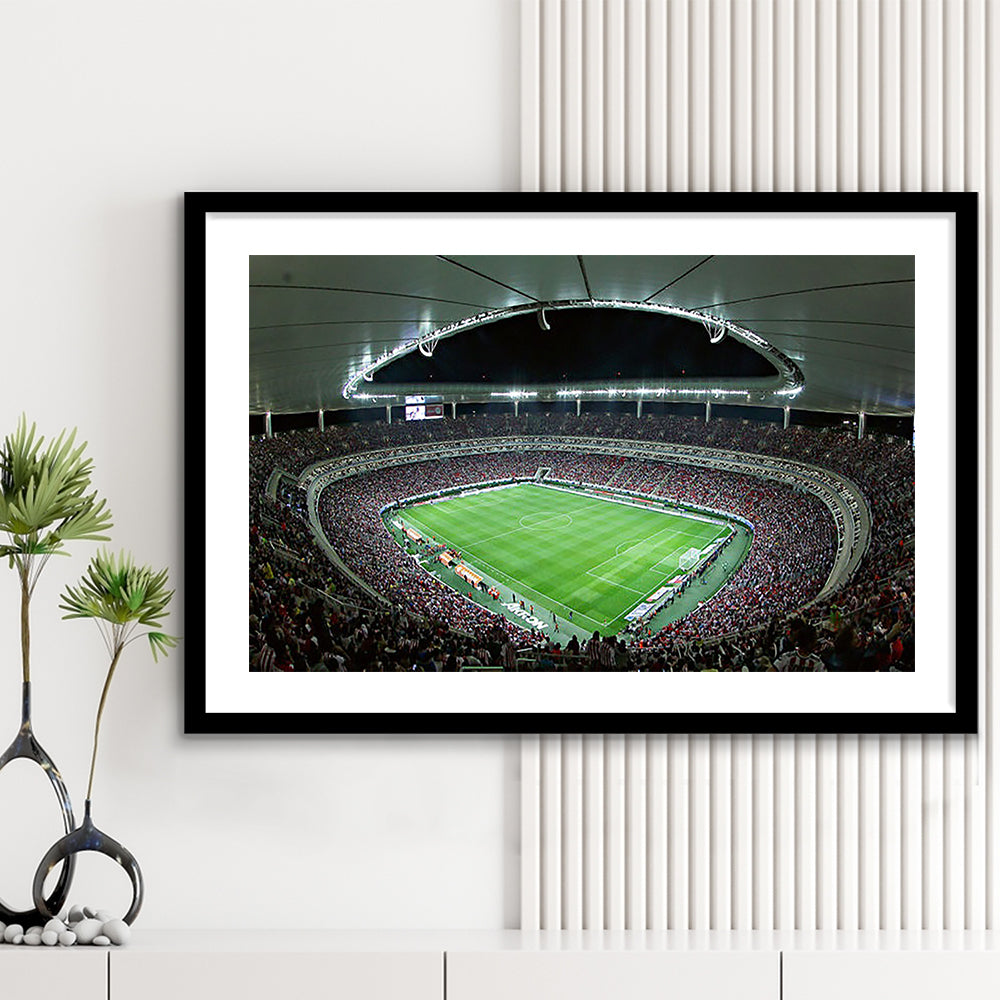Estadio Akron Estadio Omnilife, Stadium Canvas, Sport Art, Gift for him, White Border Framed Art Print Wall Decor