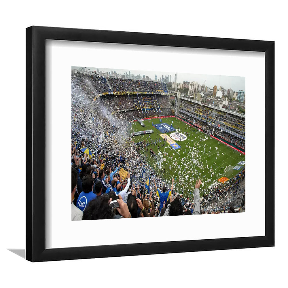 Estadio Alberto J Armando, Stadium Canvas, Sport Art, Gift for him, White Border Framed Art Print Wall Decor