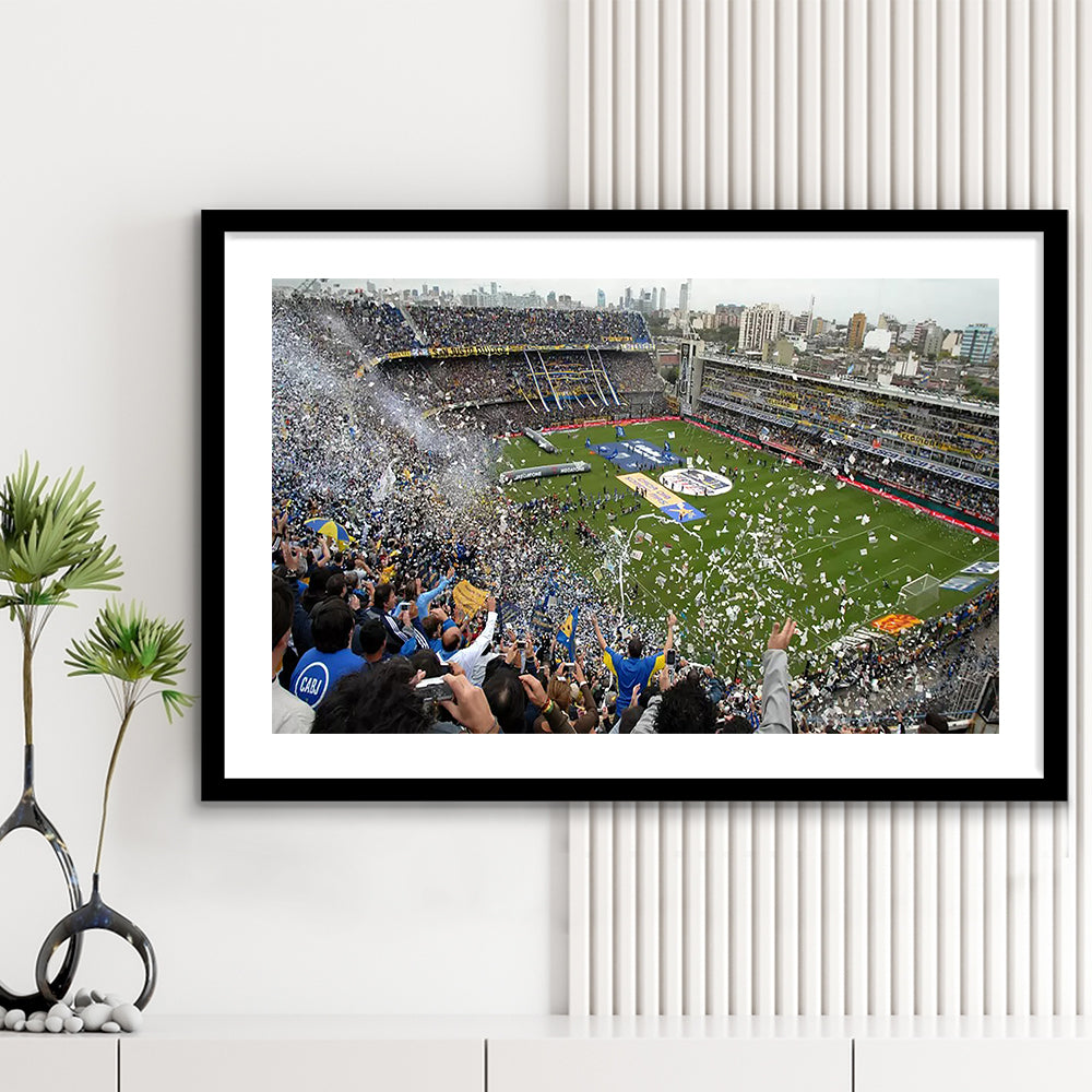 Estadio Alberto J Armando, Stadium Canvas, Sport Art, Gift for him, White Border Framed Art Print Wall Decor