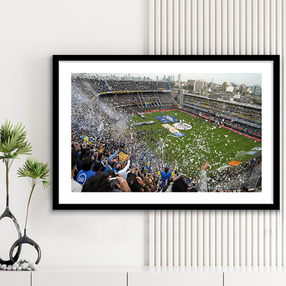 Estadio Alberto J Armando, Stadium Canvas, Sport Art, Gift for him, White Border Framed Art Print Wall Decor