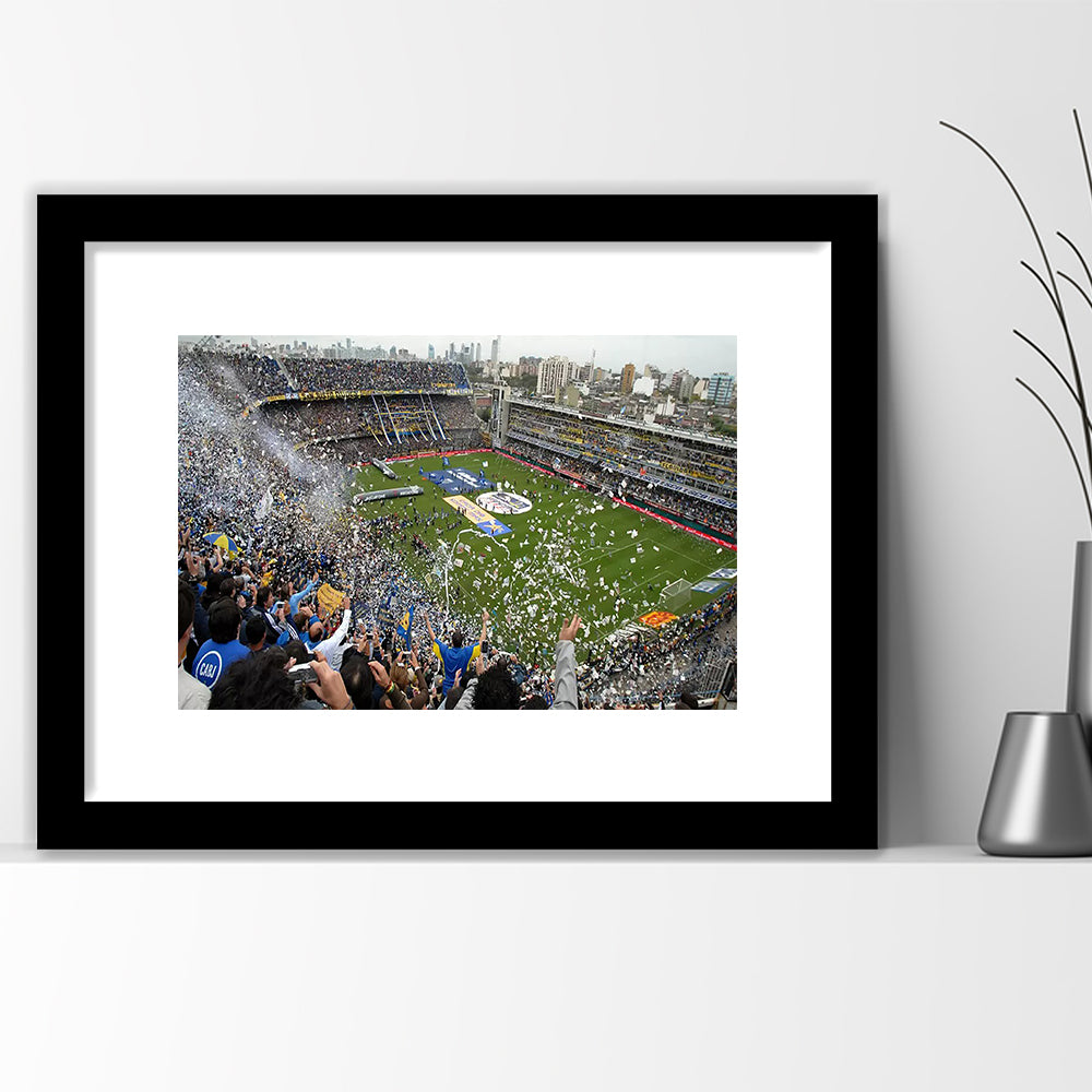 Estadio Alberto J Armando, Stadium Canvas, Sport Art, Gift for him, White Border Framed Art Print Wall Decor