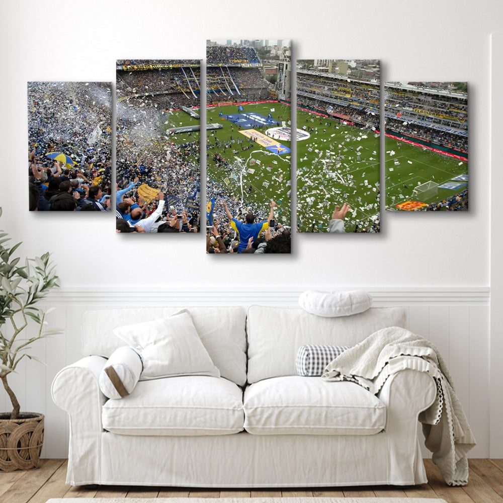 Estadio Alberto J Armando, Stadium Canvas, Sport Art, Gift for him, 5 Panel, Large Canvas, Canvas Print Wall Art