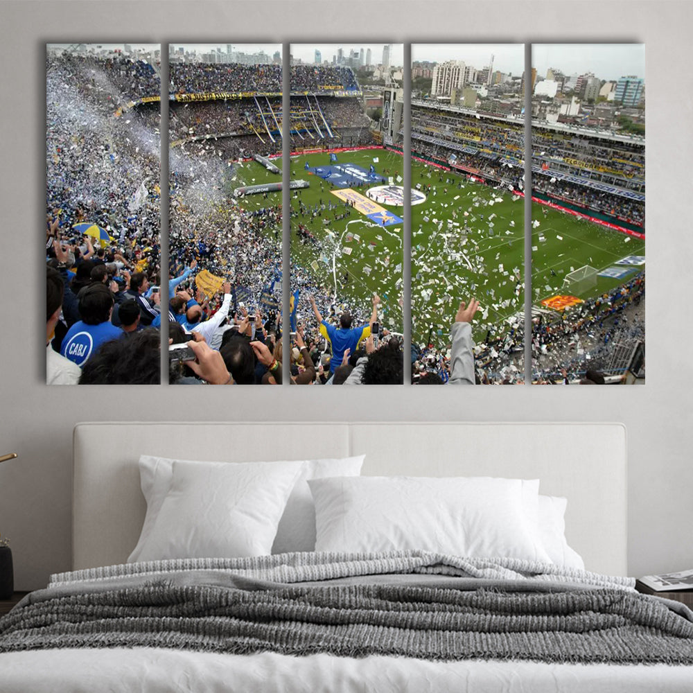 Estadio Alberto J Armando, Stadium Canvas, Sport Art, 5 Panel B, Extra Large Canvas, Canvas Print Wall Art