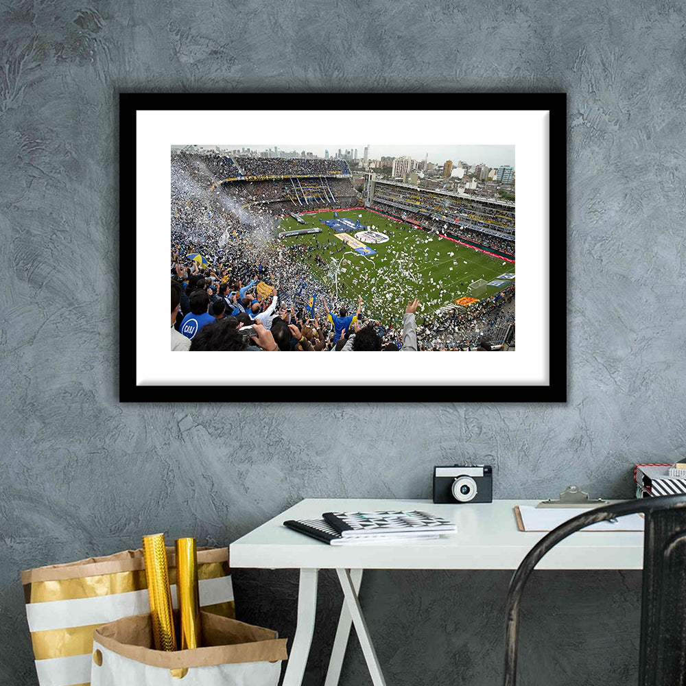 Estadio Alberto J Armando, Stadium Canvas, Sport Art, Gift for him, White Border Framed Art Print Wall Decor