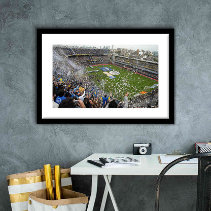Estadio Alberto J Armando, Stadium Canvas, Sport Art, Gift for him, White Border Framed Art Print Wall Decor