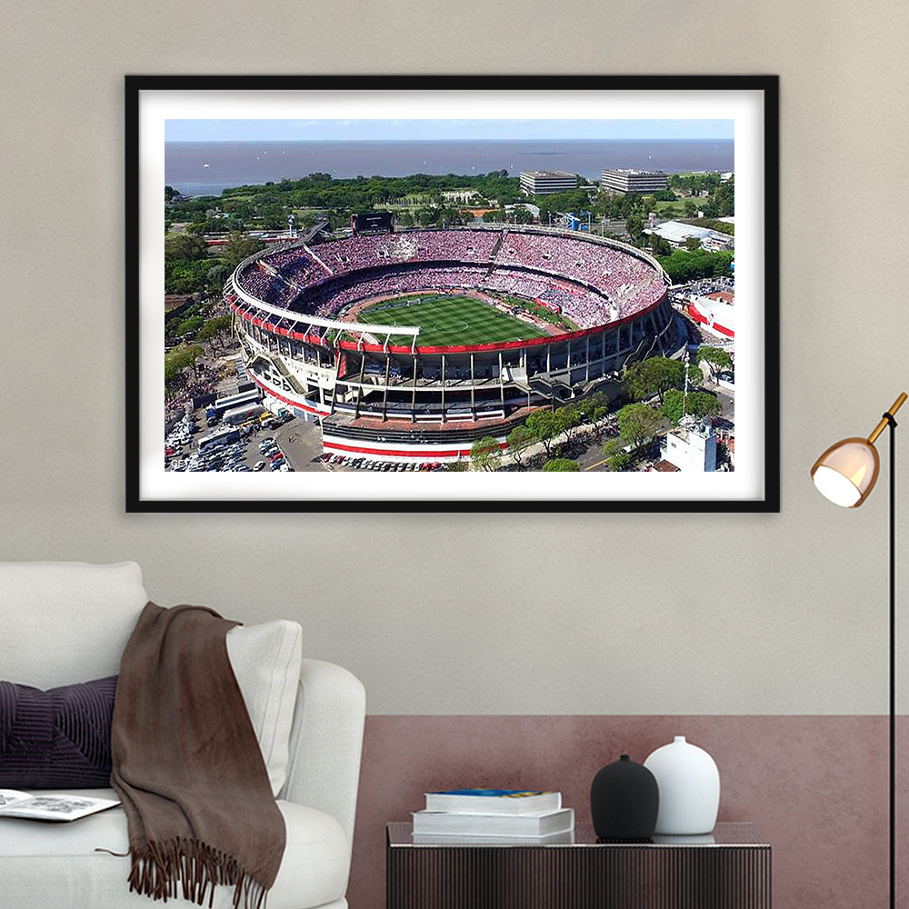 Estadio Antonio Vespucio Liberti, Stadium Canvas, Sport Art, Gift for him, White Border Framed Art Print Wall Decor