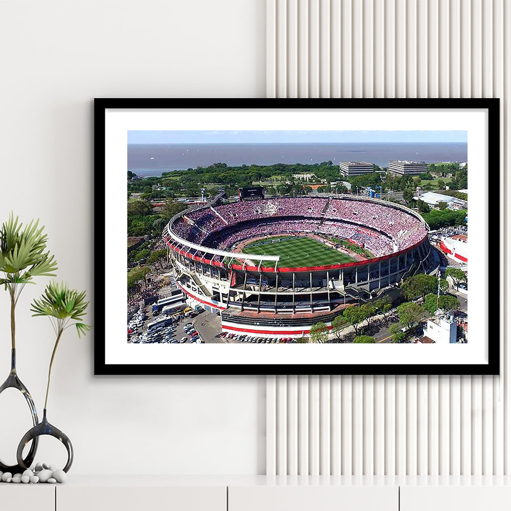 Estadio Antonio Vespucio Liberti, Stadium Canvas, Sport Art, Gift for him, White Border Framed Art Print Wall Decor