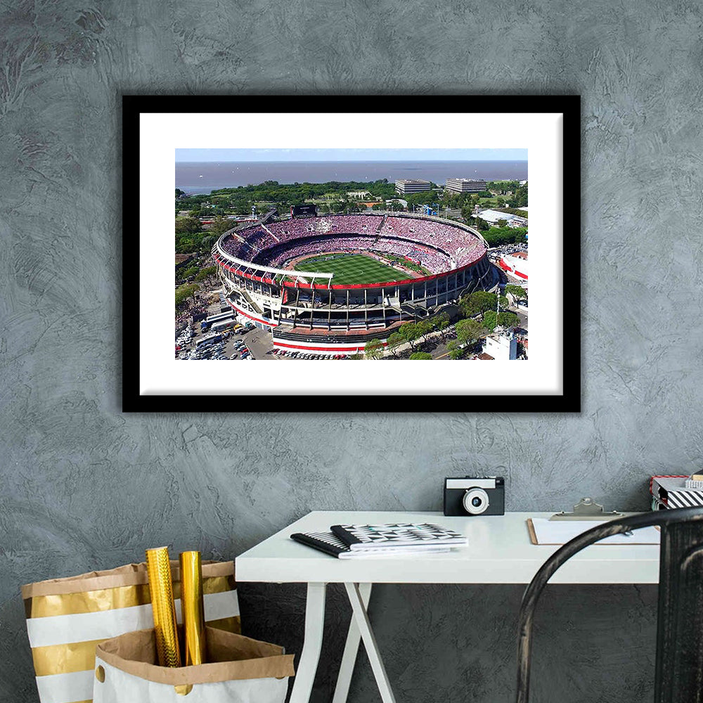 Estadio Antonio Vespucio Liberti, Stadium Canvas, Sport Art, Gift for him, White Border Framed Art Print Wall Decor
