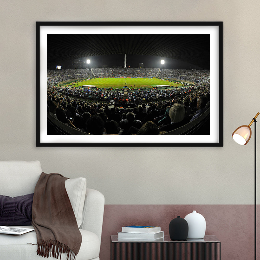 Estadio Centenario, Stadium Canvas, Sport Art, Gift for him, White Border Framed Art Print Wall Decor
