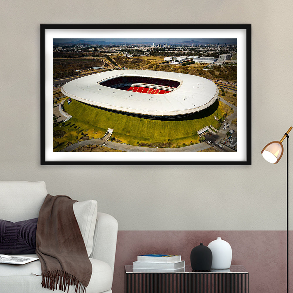 Estadio Chivas, Stadium Canvas, Sport Art, Gift for him, White Border Framed Art Print Wall Decor
