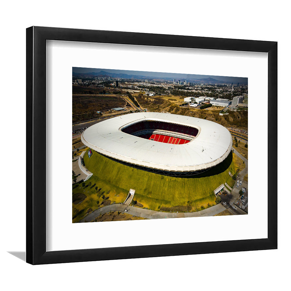 Estadio Chivas, Stadium Canvas, Sport Art, Gift for him, White Border Framed Art Print Wall Decor