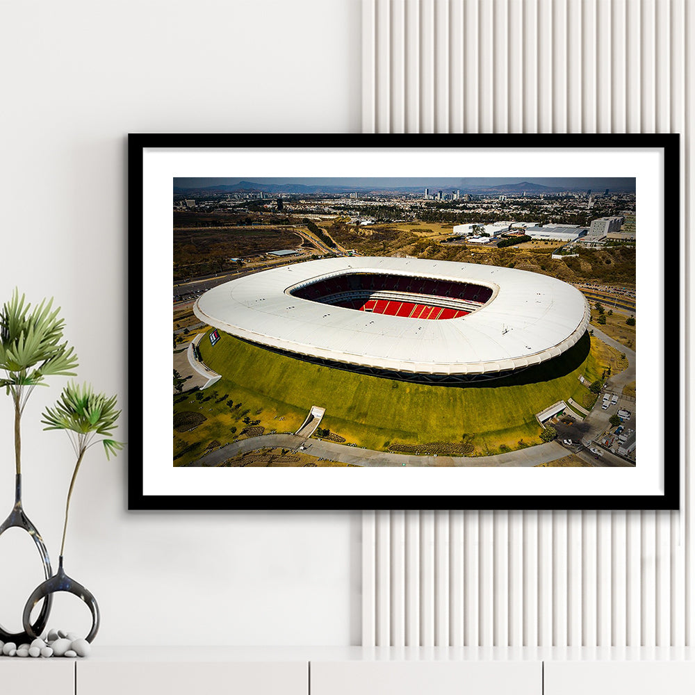 Estadio Chivas, Stadium Canvas, Sport Art, Gift for him, White Border Framed Art Print Wall Decor