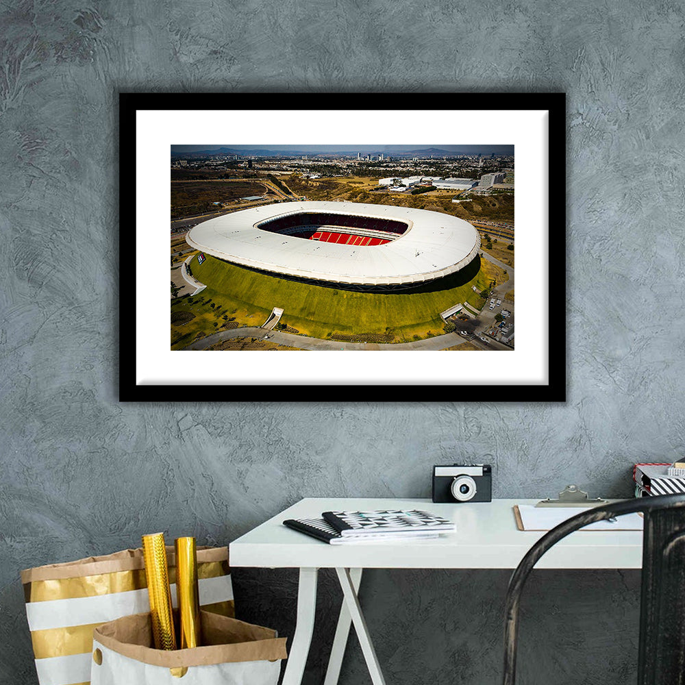 Estadio Chivas, Stadium Canvas, Sport Art, Gift for him, White Border Framed Art Print Wall Decor