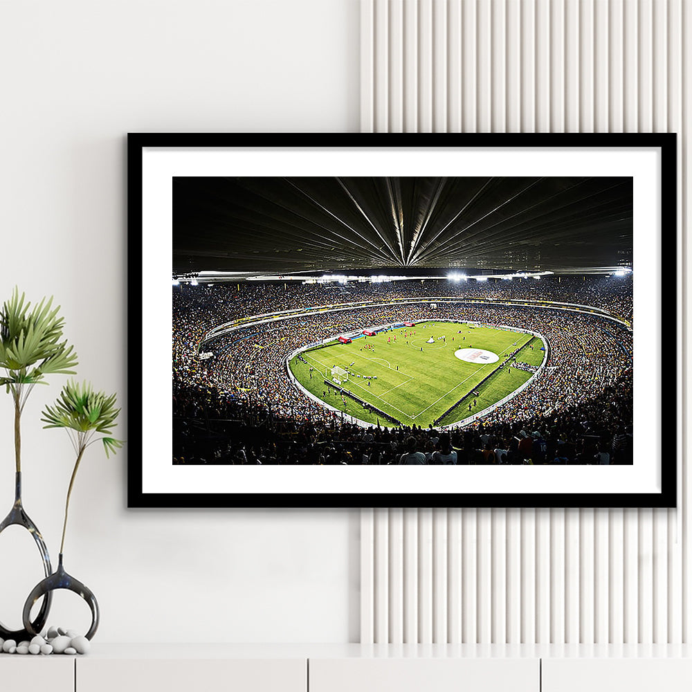 Estadio Jalisco Football Stadium, Stadium Canvas, Sport Art, Gift for him, White Border Framed Art Print Wall Decor