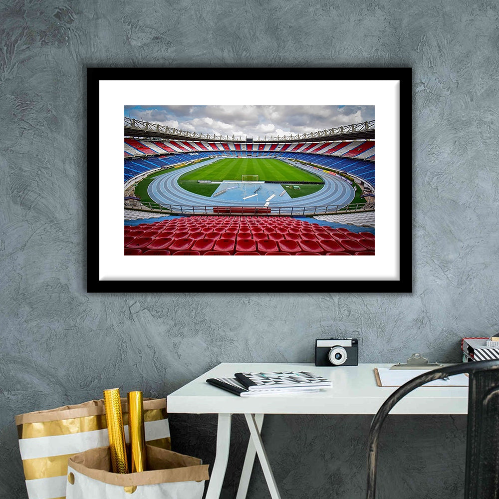 Estadio Metropolitano Stadium, Stadium Canvas, Sport Art, Gift for him, White Border Framed Art Print Wall Decor