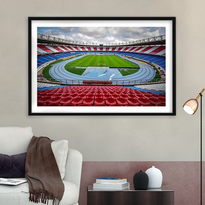 Estadio Metropolitano Stadium, Stadium Canvas, Sport Art, Gift for him, White Border Framed Art Print Wall Decor