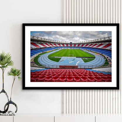 Estadio Metropolitano Stadium, Stadium Canvas, Sport Art, Gift for him, White Border Framed Art Print Wall Decor