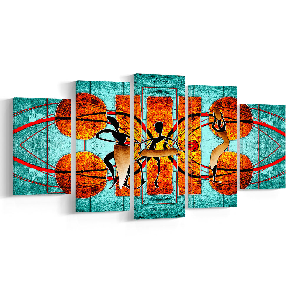 Ethnic canvas print African African Ethnic wall decor African, 5 Panel Mixed Canvas Print Wall Art, Large Canvas