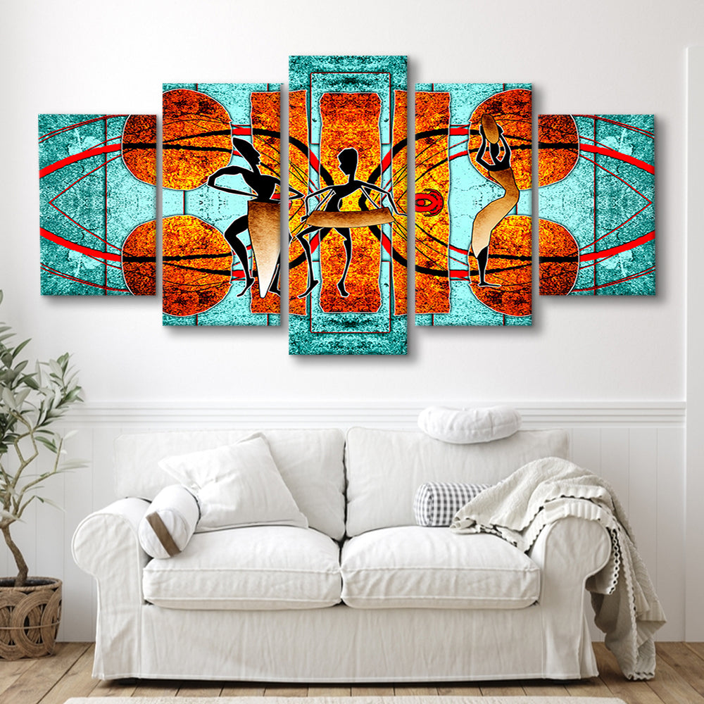 Ethnic canvas print African African Ethnic wall decor African, 5 Panel Mixed Canvas Print Wall Art, Large Canvas