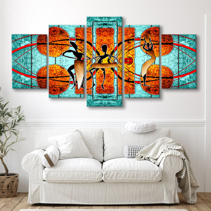 Ethnic canvas print African African Ethnic wall decor African, 5 Panel Mixed Canvas Print Wall Art, Large Canvas