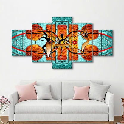 Ethnic canvas print African African Ethnic wall decor African, 5 Panel Mixed Canvas Print Wall Art, Large Canvas