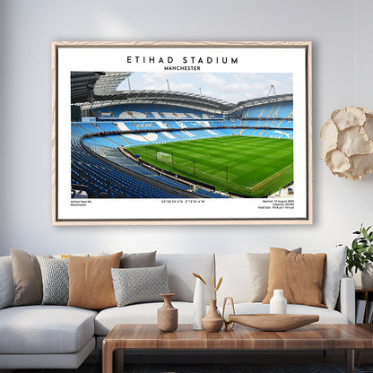 Etihad Stadium Football Print, Soccer Wall Art, Premier League Stadium Decor, Framed Canvas Print Wall Art