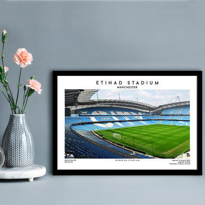 Etihad Stadium Football Print, Soccer Wall Art, Premier League Stadium Decor, Framed Art Print Wall Decor