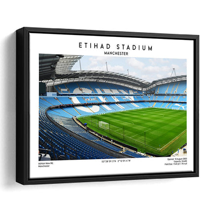 Etihad Stadium Football Print, Soccer Wall Art, Premier League Stadium Decor, Framed Canvas Print Wall Art
