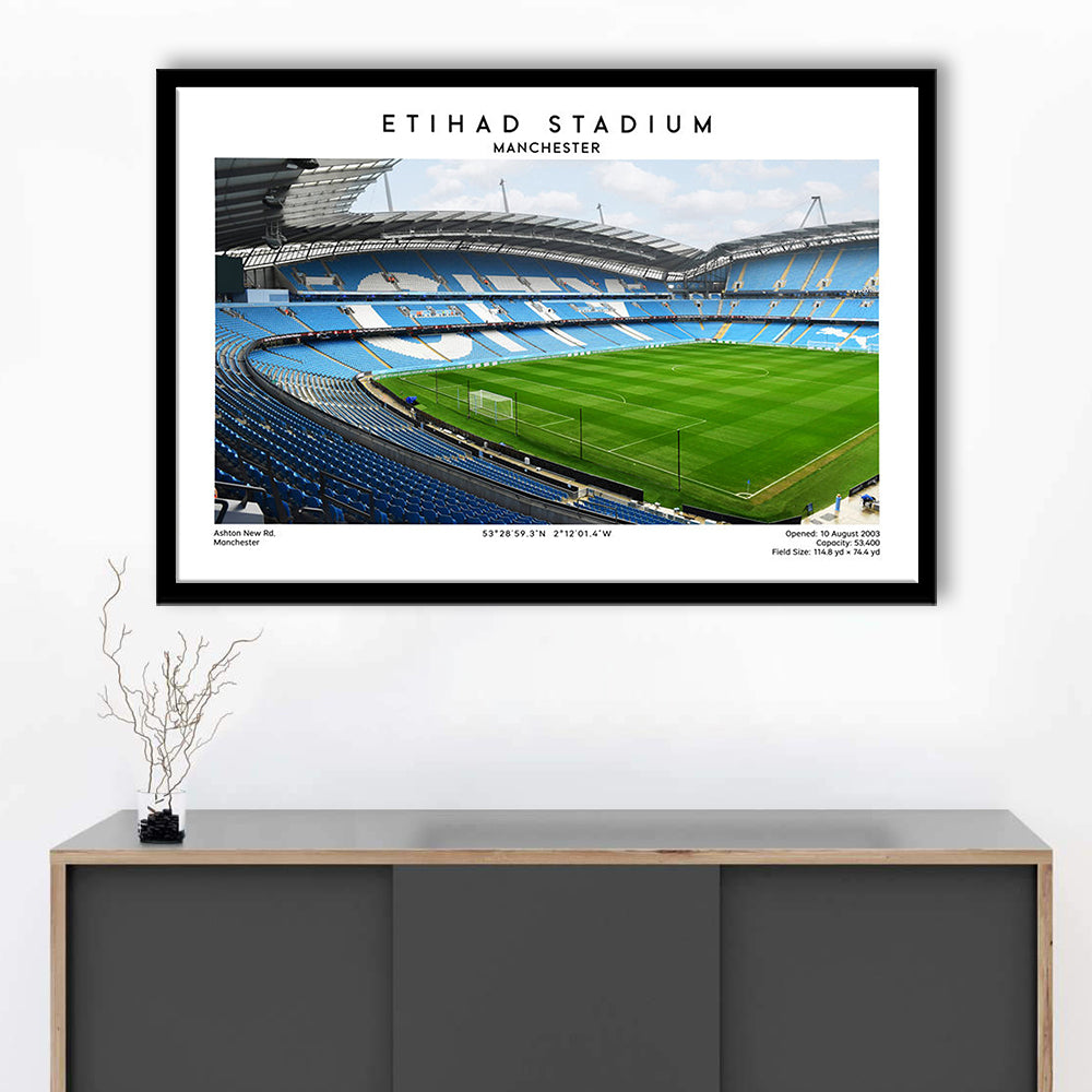 Etihad Stadium Football Print, Soccer Wall Art, Premier League Stadium Decor, Framed Art Print Wall Decor