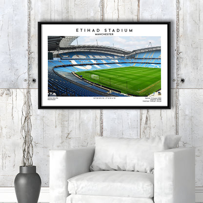 Etihad Stadium Football Print, Soccer Wall Art, Premier League Stadium Decor, Framed Canvas Print Wall Art