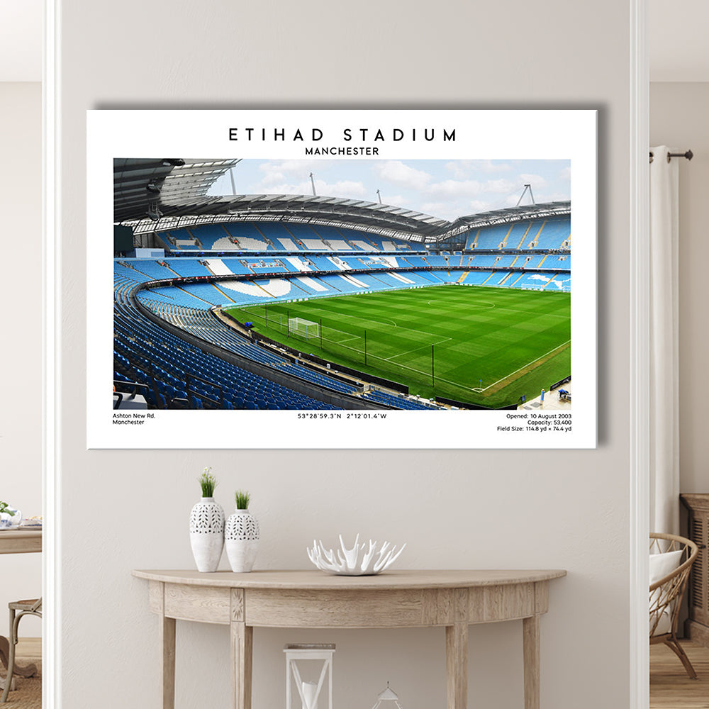 Etihad Stadium Football Print, Soccer Wall Art, Premier League Stadium Decor, Canvas Print Wall Art, Man Cave Gift